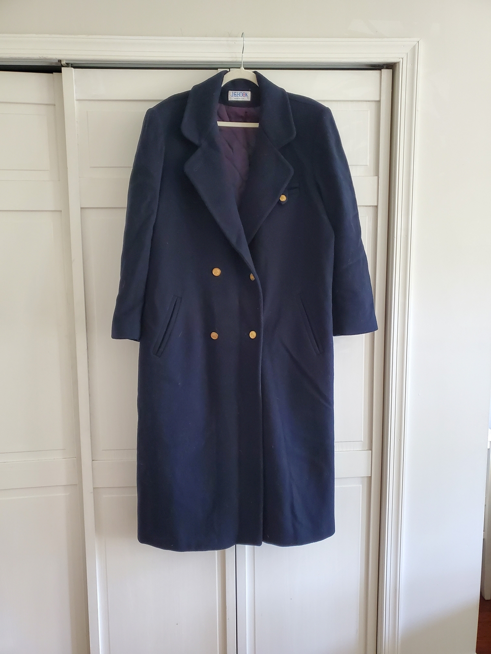 Vintage JG Hook Navy Double-Breasted Women's 2X Wool Coat